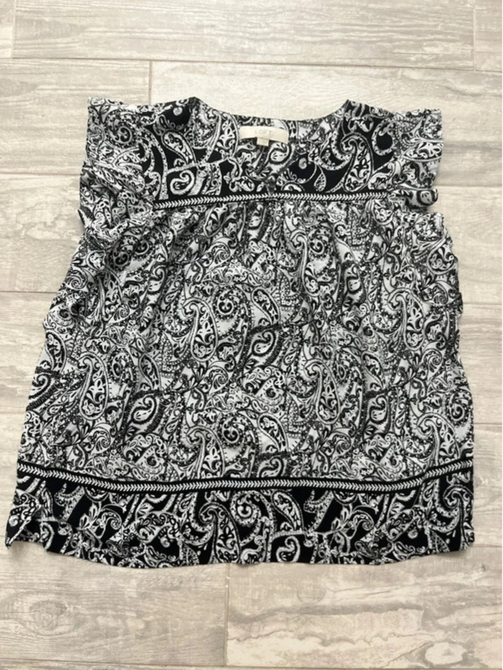 Loft Black and White Sleeveless Blouse